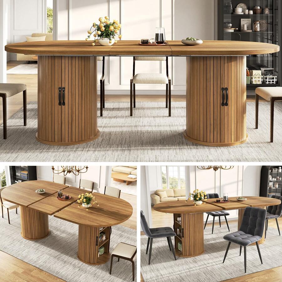 Dining Table Made Of Wood Space Saving Multifunctional Sturdy Black For Kitchen And Dining Room - Brown - View 1