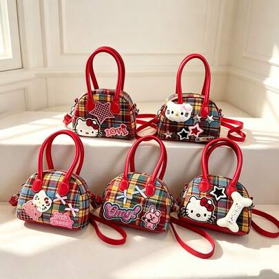 asmodee 1pc Assorted Styles Korean INS Style Exquisite Plaid Cute Cat Bow Star Fashion Women's Handbag Crossbody Bag Y2K Backpack New Arrival (Random Surprise Style)