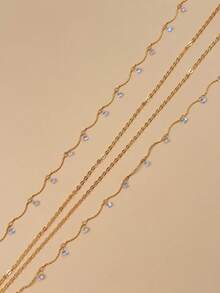 1pc Fashionable Sexy Crystal Embellished Halter Waist Chain, Suitable For Beach Party, Holiday Gift - Gold - View 5