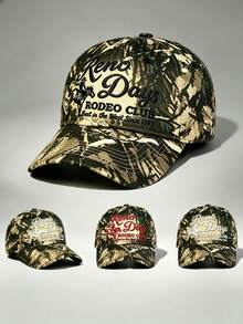 1pc Gothic Camo Hat Letter Reno Days RODEO CLUB Embroidered Hats For Men, Adjustable Design, Great For Travel, Hiking, And Sun Protectio - Camouflage - View 2