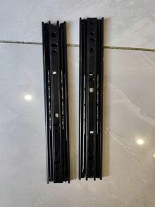 2PCS 3-Section Silent Drawer Slides With Damping, Ball Bearing Soft-Close Glide Rails For Office Desk, Wardrobe, Computer Desk Drawers And More - Black - View 5