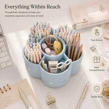 1pc 360° Rotating Pen Holder Storage Box, Cosmetic Organizer, Office Supplies Desktop Storage, Large Capacity Multi-Function Pen Holder, Lipstick Storage Box, Makeup Brush Holder, College Dorm Essentials, Vanity Accessories, Room Decor - Multicolor - View 8