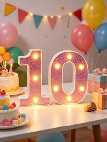 16cm Light Up LED Marquee Number Sign, Warm White Battery‑Operated Digit Light, Tabletop Decor Number Light, 16th 18th 21st 30th 40th 50th Birthday Wedding Proposal Anniversary Christmas Xmas Holiday Party Photo Backdrop Decor Number Night Light - 16cm Deep Pink - View 19