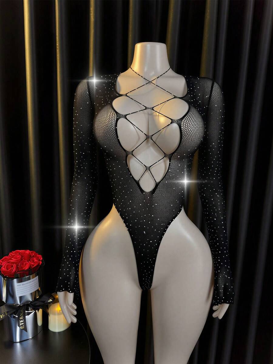 Lingerie Set / Role Play Costume Dress Bodysuit Shirts Long Sleeves Lingerie Cover Up Bikini Cover-Up - Black - View 1