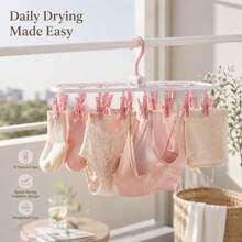 12 Multi-Function Windproof Foldable Drying Rack, Household Balcony Drying Underwear Socks, Student Dormitory Foldable Anti-Slip Windproof Drying Rack, Convenient Foldable Portable Travel Hanger, Suitable For Balcony, Dormitory, Travel Hotel - Multicolor - View 10