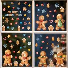 4pcs Christmas Gingerbread Man Creative Window Stickers, Christmas Decoration Glass Stickers, PVC Static Cling Stickers, Home Decor, Window Display Decor, Suitable For Living Room, Kitchen, Store Windows And Doors - one-size - View 5