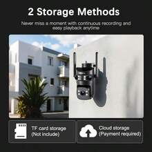 szsinocam 1 buah Kamera PTZ WiFi Tiga Lensa 1920P, Kamera Nirkabel Dual-Band 2.4G & 5G, Rotasi 360°, Pelacakan Manusia AI, Penglihatan Malam Berwarna, Audio Dua Arah, Didukung USB, TIDAK Termasuk Baterai & Panel Surya - Hitam - View 7