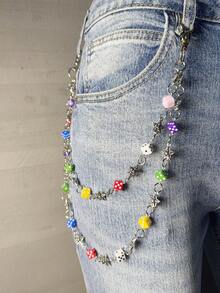 1pc Double Layer Star Design Chain Pants Chain Punk Hip Hop Unisex Waist Chain Pocket Chain Keychain Wallet Chain Luxury Accessory Holiday Gift - Multicolor - View 3