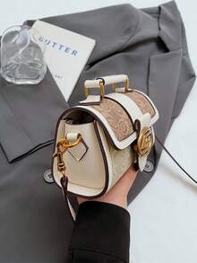 2026 New Retro Color-Blocking Floral Print Handbag, Luxury Lightweight Shoulder Crossbody Bag For Women - Hot Pink - View 9