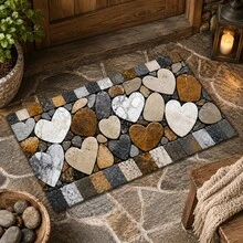 Thảm thoát nước/thảm thấm hút/thảm làm khô họa tiết trái tim vân đá tối giản 2D cho máy pha cà phê và dụng cụ ăn uống - tấm bảo vệ mặt bàn bằng polyester thấm hút với đế cao su chống trượt, trang trí mặt bếp, dùng làm tấm lót bàn ăn và quầy bar tại nhà - Nhiều màu - Xem 1