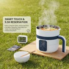 PINEYPLACE Multifunctional Smart Electric Pot With Steamer For Convenient Steaming, Boiling, And Cooking; Integrated Pot With Overheat And Dry Protection; 6 Cooking Modes; Mini Steamer; Nonstick Double-Layer Pan; Suitable For 1–2 People; Soup, Pasta - US B Type Plug(110-127V) - View 5