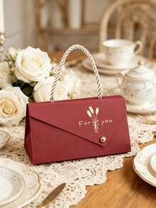 Red Handheld Gift Box, Premium Small Gift Packaging Box, Gold Foil For You Handheld Paper Box, Suitable For Wedding Favors, Birthday Party, Holiday Gift Packaging - Red Gift Box With Handle - View 1
