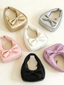 Sweet Bow Mini Handbag, Zipper Closure Cute PU Small Bag, Versatile Casual Lipstick Coin Purse, Suitable For Daily Use - A - View 1