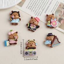 3/6/12pcs Cute Capybara Music Theme Refrigerator Sticker Cute Cartoon Dolphin Resin Magnet, Home Refrigerator Decoration Magnet, Gift For Friends And Family - Multicolor - View 4