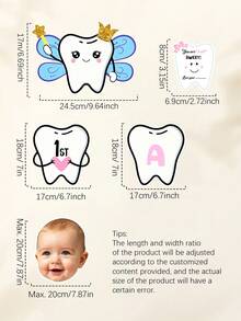 Custom Tooth Fairy Banner Labels, Cute Japanese Style Party Decor, Personalized Name & Photo Hanging Bunting Gift, Custom First Tooth Celebration Sign, Customizable - Style B - View 3