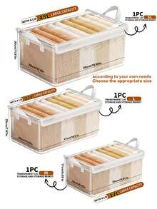 Transparent Stackable Storage Bins With Lids, Dust-Proof, Moisture-Proof, Waterproof Baskets, Multi-Functional Storage Boxes And Baskets Suitable For Home, Picnic, Dorm, Kitchen, Bedroom, Closet And Various Occasions. - Clear - View 3
