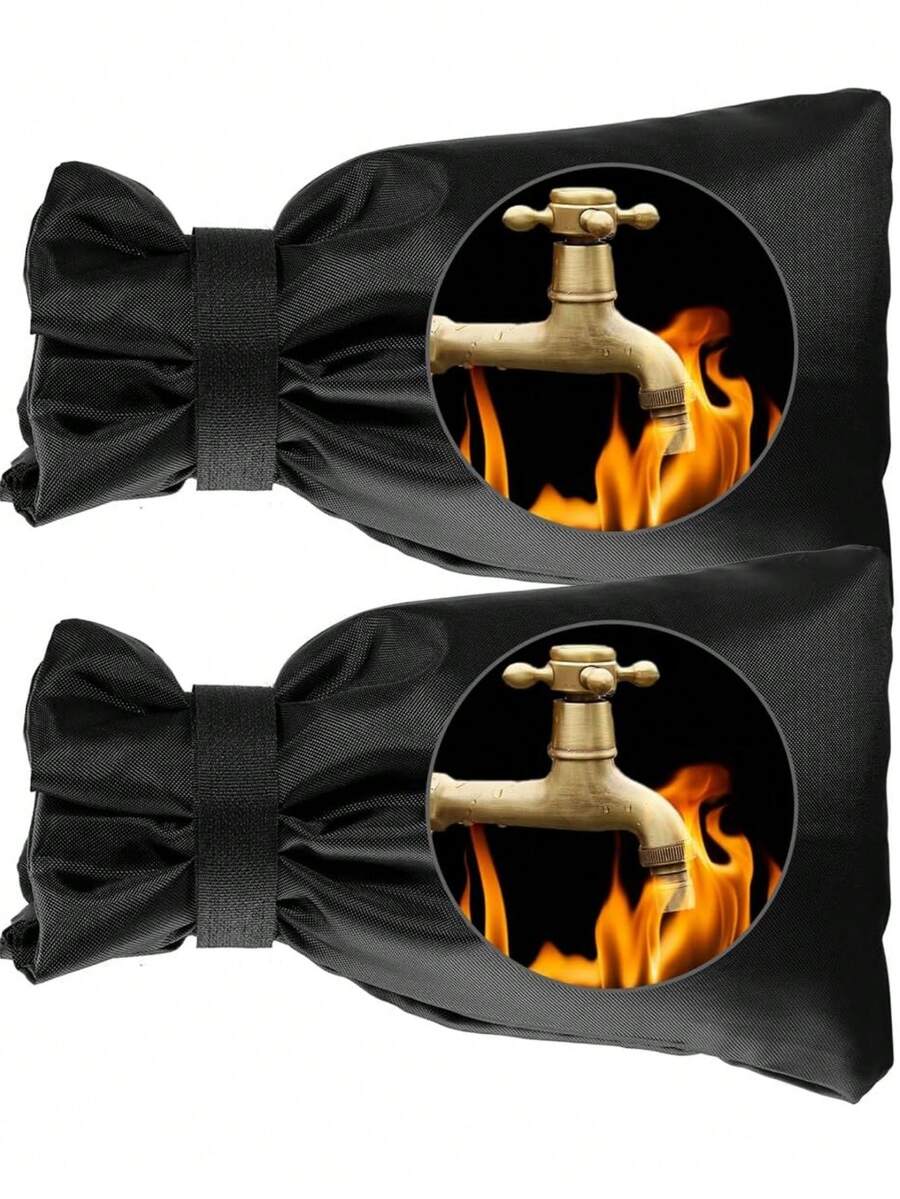1pc Outdoor Faucet Cover, Used For Winter Freeze Protection, Pipe Insulation And Backflow Prevention, Essential For Severe Winter - Black - View 1