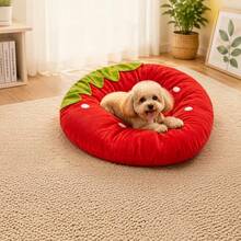Cute Strawberry Shaped Pet Mat, Soft Plush Small Animal Bed Pad, Washable Fluffy Sleeping Mat, Suitable For Rabbits, Hamsters, Kittens, Puppies, Guinea Pigs, Warm And Comfortable Pet Floor Mat Home Decor - View 5