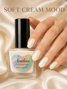 Anselora Creamy Ivory Water-Based Nail Polish, High Gloss Quick Air Dry Smooth Coverage Nail Varnish, 12ml No Lamp Needed Daily DIY Manicure - White - View 7