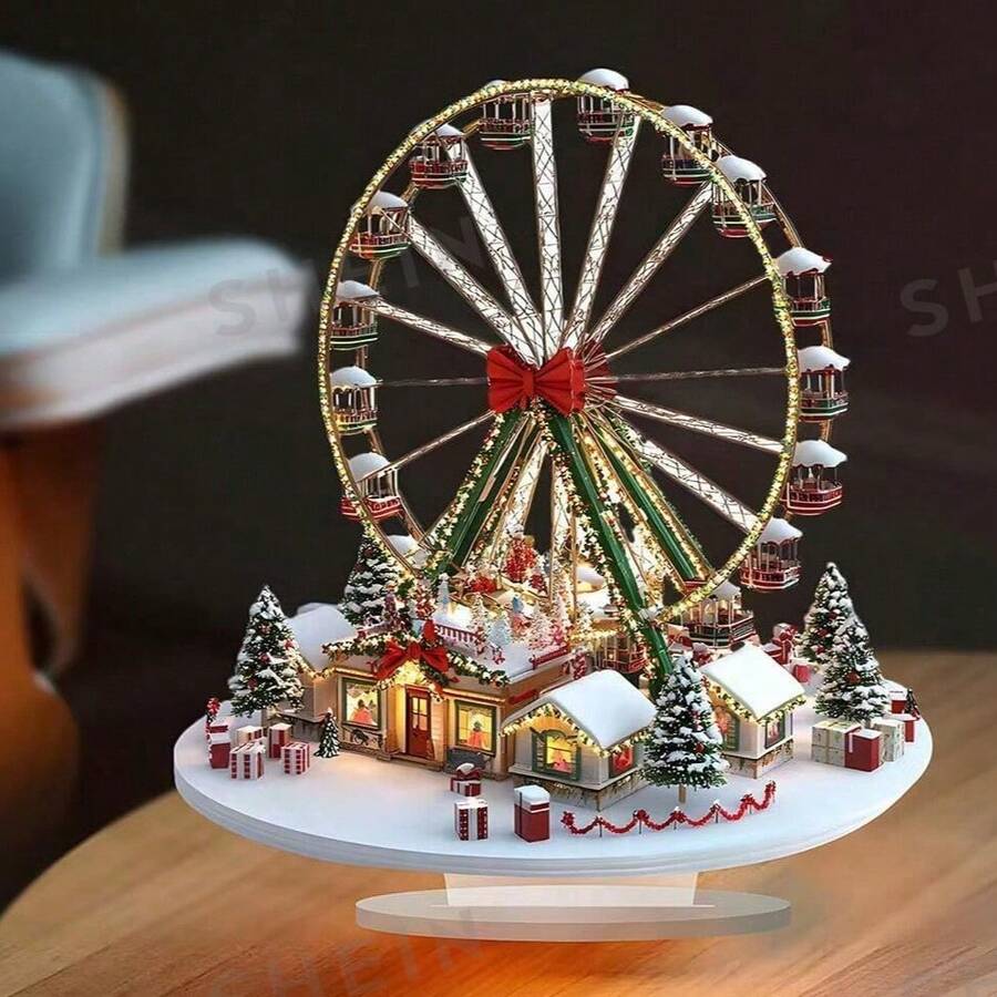 1pc 2D Acrylic Ferris Wheel Decorative Sign Ornament, Acrylic Home Desktop Decor, Living Room Bedroom Holiday Decoration, Suitable For Home Decor, Birthday, Christmas, Graduation Ceremony, Bridal Shower, Wedding, Anniversary Party Supplies And Room Decoration - A - View 1