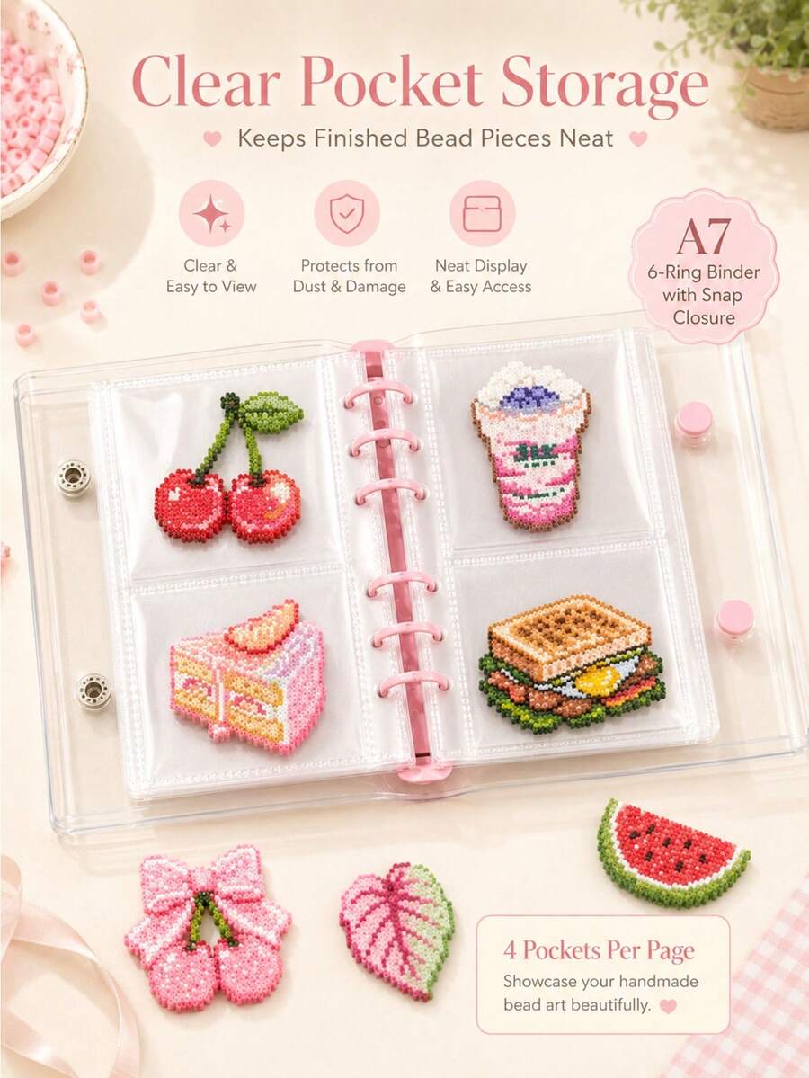 1pc Large Capacity Sticker Storage Organizer, Can Store Photos, Stickers, Cards, Bills, Invoices, 40 Capacity, File Organizer Album, Suitable For Classroom, Home, Office And Travel, Perler Beads - A - View 1