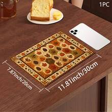 Autumn Animal & Pumpkin Print Absorbent Mat / Drying Mat / Coffee Machine & Tableware Drying Pad - Absorbent Polyester Desktop Protector With Rubber Non-Slip Backing, For Kitchen Countertop Decor - Home Bar And Dining Table Placemat - Multicolor - View 10
