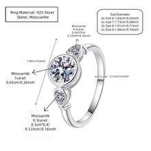 ConiiW A 1.6-Carat Round Pear-Shaped Moissanite Bubble Ring In 925 Sterling Silver, Unisex, Simple And Suitable For Everyday Wear. - Silver - View 6