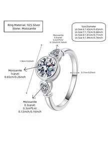 ConiiW A 1.6-Carat Round Pear-Shaped Moissanite Bubble Ring In 925 Sterling Silver, Unisex, Simple And Suitable For Everyday Wear. - Silver - View 12