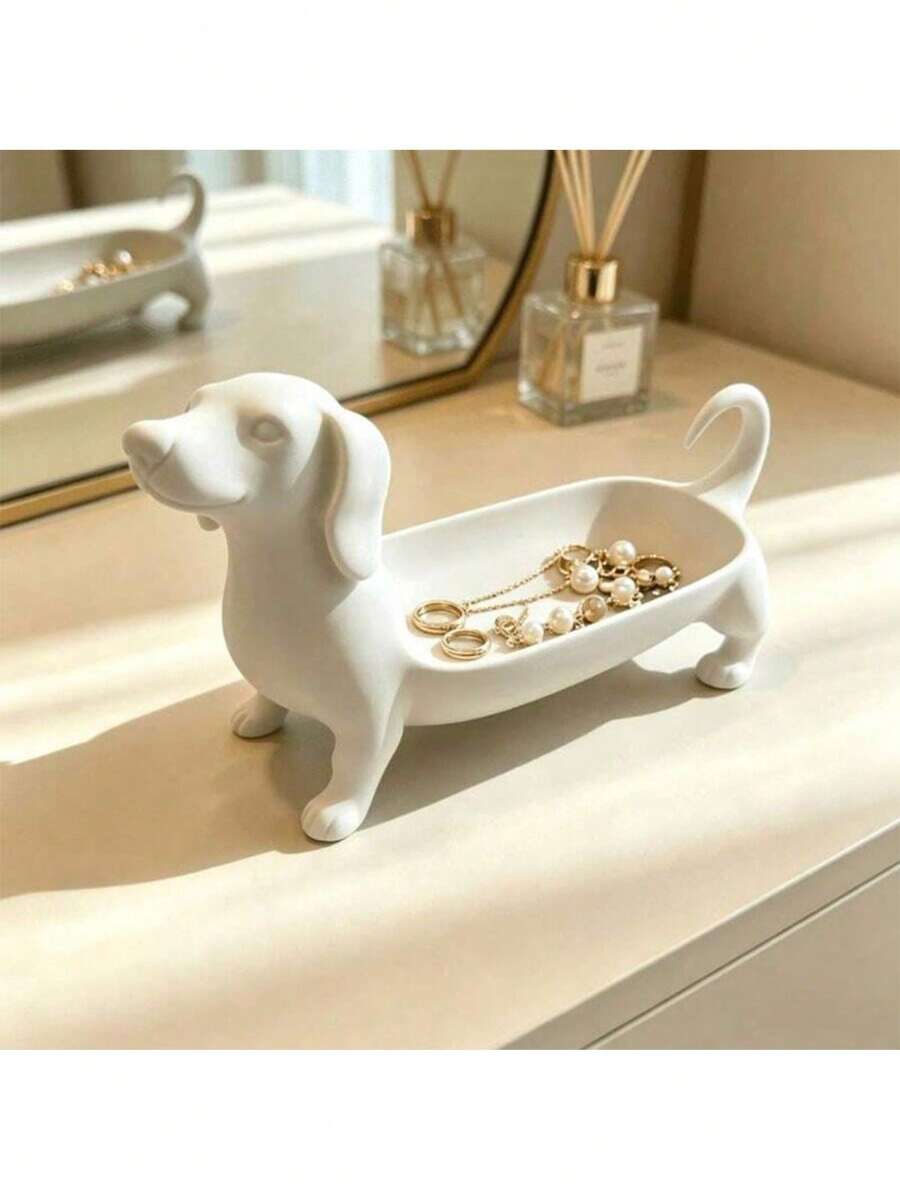 1 buah Nampan Penyimpanan Perhiasan Multifungsi Minimalis Motif Anjing Dachshund, Tempat Cincin & Jam Tangan, Rak Kunci untuk Pintu Masuk, Nampan Dekoratif untuk Meja, Hadiah Bertema Hewan Peliharaan untuk Pesta Peresmian Rumah, Natal, Hari Ibu, atau Ulang Tahun - MultiWarna - View 1