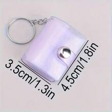 2pcs/4pcs 1 Inch Shiny White Mini Photo Album Keychain, Women's Novelty Keyring, Simple Insertable ID Card Holder, Suitable For Home, Party, Wedding And Birthday - Plastic Photo Album With Stainless Steel Lobster Clasp And Iron Key Ring, Colorful Inner Pages For Scrapbooking, Baby Shower, Commemorative Gift - Various - View 3