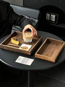 1pc Japanese Vintage Solid Wood Tray, Dessert Plate, Bread Plate, Dried Fruit Plate, Tea Tray, Afternoon Tea Display, Commercial Use Plate, Suitable For Kitchen, Tray, Patio - Multicolor - View 7