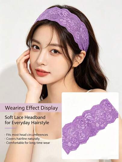 1pc Women's Lace Headband, High-End And Suitable For Daily Outings, Vacation, Beach Style, Fashionable Headband