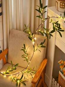 1pc Eucalyptus Leaf Decorative Light, LED Olive Leaf Branch Wall Lamp, USB Powered, 8 Lighting Modes, Beautiful Romantic DIY Decoration, Suitable For Party And Holiday Use, Can Be Used As A Portable Gift - Warm white light - View 3