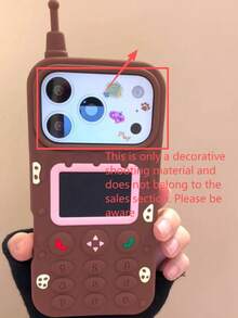 Designed Compatible With Apple 18 Pro Max Phone Case, 17 Cream Chocolate Retro Big Phone Style, 16 Silicone Cute Cartoon Childlike Creative New Anti-Drop - Brown - View 2
