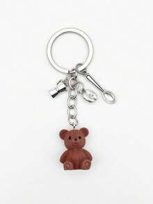 1pc Coffee Bear Keychain, Creative Key Ring Decorative Accessory, Car Key Holder, Bag Pendant, Suitable For Friends, Family, Valentine's Day Gift, Birthday Gift, Holiday Gift, Party Favor - Multicolor - View 6
