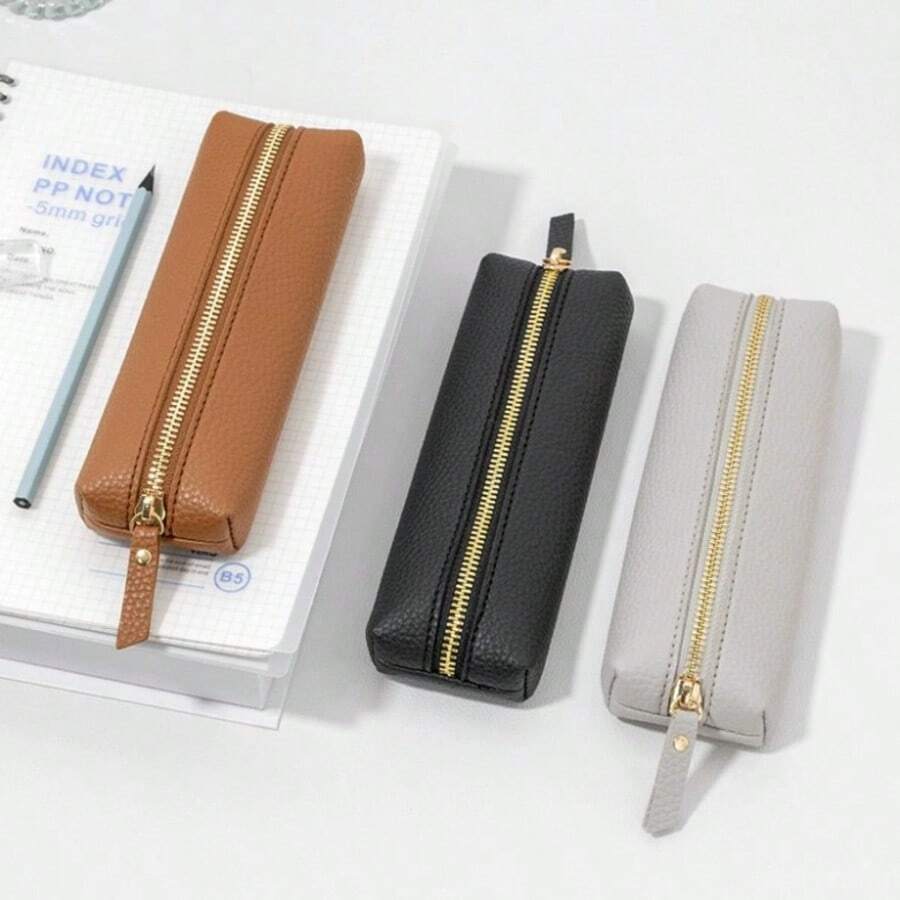 Lychee Texture Pencil Case, Korean Style Zipper Fresh Stationery Bag, Creative Pencil Box Storage Bag For Men And Women Students, Back To School Essential - Multicolor - View 1