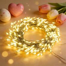 Delicate Branch‑Type USB Powered Fairy Lights, Twinkling Warm LED Vine String Lamp, Bendable Aesthetic Ornament For Dining Table Centerpiece, Mantel, Banquet And Romantic Indoor Occasions - Dark Green - View 6