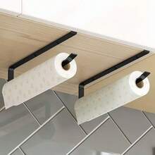 1/2pcs No-Drill Hanging Kitchen Paper Towel Holder, Cabinet Soft Paper Roll Rack, Cling Film & Dishcloth Holder - Multicolor - View 4