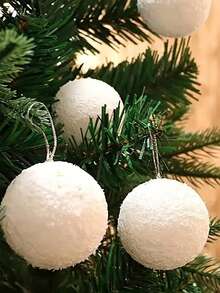 1/12pcs Creative Christmas Snowball Hanging Ornaments, Christmas Tree Hanging Snowball Wedding Ceiling Decoration Pure White Foam Ball Holiday Decor, Christmas Decoration White Foam Christmas Tree Ornament Arrangement - Multi-color - View 8