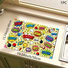 Printed Pattern Drainage Mat/Absorbent Mat/Drying Mat Coffee Machine Tableware Drying Mat - Absorbent Polyester Desktop Protector Mat With Rubber Non-Slip Backing, For Kitchen Countertop Decoration - Home Bar And Dining Table Placemat - Multicolor - View 9
