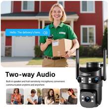 szsinocam 1 buah Kamera PTZ WiFi Tiga Lensa 1920P, Kamera Nirkabel Dual-Band 2.4G & 5G, Rotasi 360°, Pelacakan Manusia AI, Penglihatan Malam Berwarna, Audio Dua Arah, Didukung USB, TIDAK Termasuk Baterai & Panel Surya - Hitam - View 4