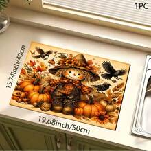 Autumn Scarecrow Print Pattern Drainage Mat/Absorbent Mat/Drying Mat For Coffee Machine And Tableware - Absorbent Polyester Desktop Protector With Rubber Non-Slip Backing, For Kitchen Countertop Decoration - Home Bar And Dining Table Placemat - Multicolor - View 10