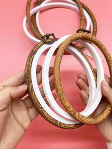 Vintage Aesthetic 2pcs Oval Embroidery Hoop Set, Includes 10pcs 3-Strand Gold Tail Hand Sewing Needles, Beginner Sewing Handmade DIY Kit, Suitable For Hand Embroidery Creation, Vintage Home Wall Decor And Handmade Gift Making - Antique Oval + 10pcs 3-strand Gold Tail Pins - View 6