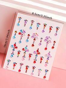 2PCS Multi-Particle 3D Asymmetric Self-Adhesive Rhinestone Petal-Shaped Brow Stickers, Y2K Holiday Gift DIY Music Festival Party Makeup Ball Face Decoration Rhinestone Stickers - Multicolor - View 10