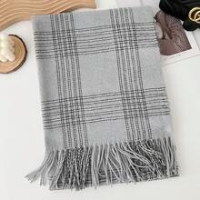 1pc Plaid Casual Polyester Scarf For Autumn/Winter - 1#Light Gray - View 5