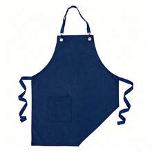 Multi-Color Customizable Logo Neck Apron, Cargo Style Style Premium Texture Apron, Adjustable Metal Buckle Shoulder Straps With Side Ties, Large Capacity Front Pockets, Asymmetrical Hem Apron, Barista Florist Hairdresser Baker Commercial Home Work Apron - Multicolor - View 11