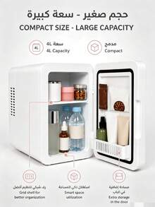 SMEGGEMS Kulkas Kosmetik Mini 4L dengan Cermin LED yang Dapat Diatur, Fungsi Pendinginan & Pemanasan untuk Penyimpanan Perawatan Kulit dan Makeup, Kulkas Kecantikan Portabel untuk Kamar Tidur, Asrama, Kantor, Mobil - Putih - View 5