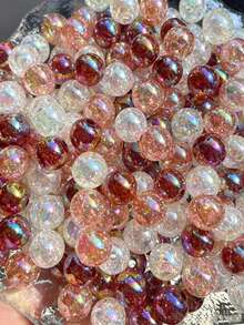 12mm 3-Color Mixed Glitter Round Beads, Aurora AB Iridescent Large Hole Resin Spacer Beads, For DIY Bracelets, Keychains, Hair Accessories, Jewelry Making Supplies - Multicolor - View 6