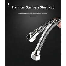 1pc Stainless Steel Flexible Shower Hose Long Bathroom Shower Water Pipe Extension Tube Bathroom Accessory Withstands 8.82LB Water Pressure - Silver - View 5