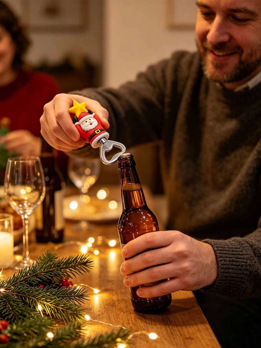 Christmas Themed Bottle Opener, Practical Kitchen Tool, Suitable For Masquerade, Home Kitchen, Backyard Party And Other Occasions, Ultra-Lightweight And Compact, Can Be Hung As Cute Decoration When Not In Use - Multicolor - View 1
